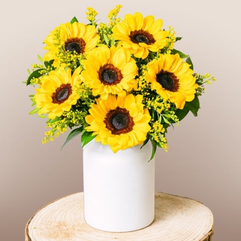 Melodía Dorada: Girasoles y Solidago