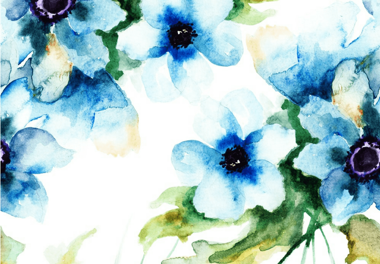Acuarela de flores azules