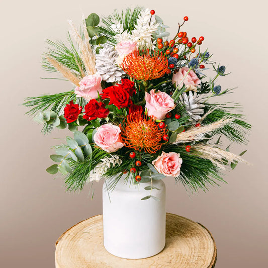 New Year's Delight - Roses and Protea Flora Queen Flora Queen