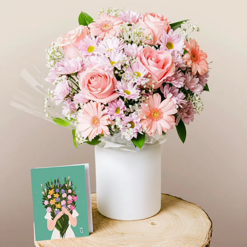 Cóctel Rosa - Rosas y Gerberas